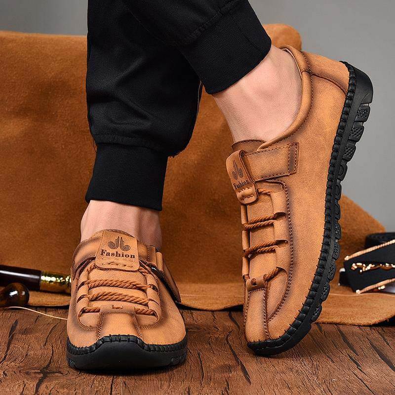 Kaegreel Mens Men Handmade Casual Fashion Sneakers Genuine Leather Loafers Moccasins Breathable Slip On Shoes