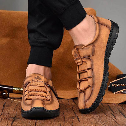 Kaegreel Mens Men Handmade Casual Fashion Sneakers Genuine Leather Loafers Moccasins Breathable Slip On Shoes