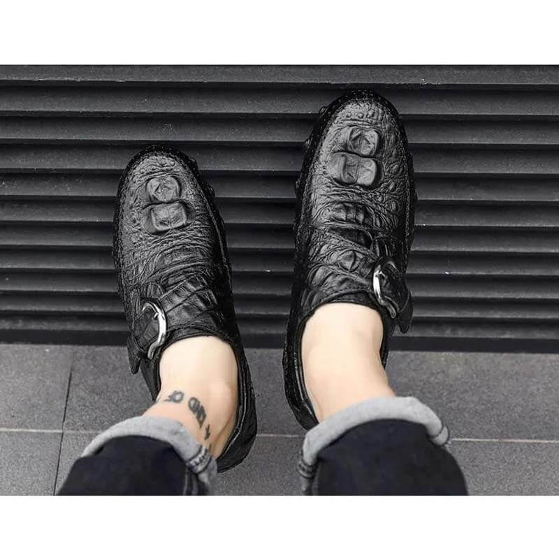 Modello di coccodrillo in pelle vera maschile maschile in pelle di mucca in moda lussuosa Ticket traspirante su comode scarpe mocassine