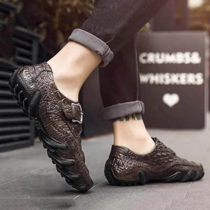 Modello di coccodrillo in pelle vera maschile maschile in pelle di mucca in moda lussuosa Ticket traspirante su comode scarpe mocassine