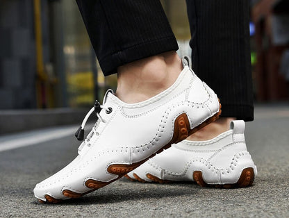 Kaegreel Homme Homme Cuir Casual Casual Chaussures de conduite À Lace-up Mocassins confortables Sneakers