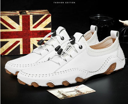 Kaegreel Homme Homme Cuir Casual Casual Chaussures de conduite À Lace-up Mocassins confortables Sneakers
