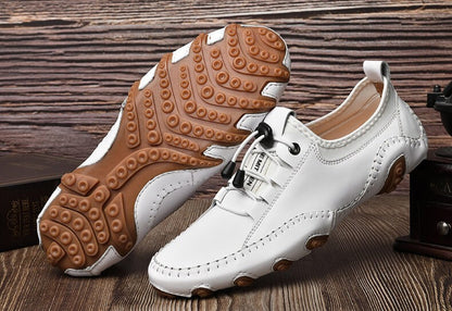 Kaegreel Homme Homme Cuir Casual Casual Chaussures de conduite À Lace-up Mocassins confortables Sneakers