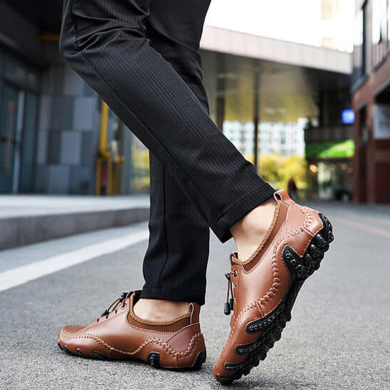 Kaegreel Homme Homme Cuir Casual Casual Chaussures de conduite À Lace-up Mocassins confortables Sneakers