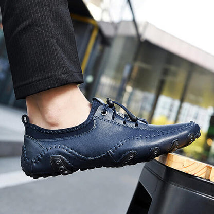 Kaegreel Homme Homme Cuir Casual Casual Chaussures de conduite À Lace-up Mocassins confortables Sneakers