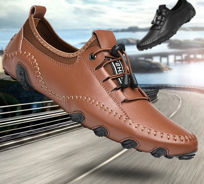 Kaegreel Homme Homme Cuir Casual Casual Chaussures de conduite À Lace-up Mocassins confortables Sneakers