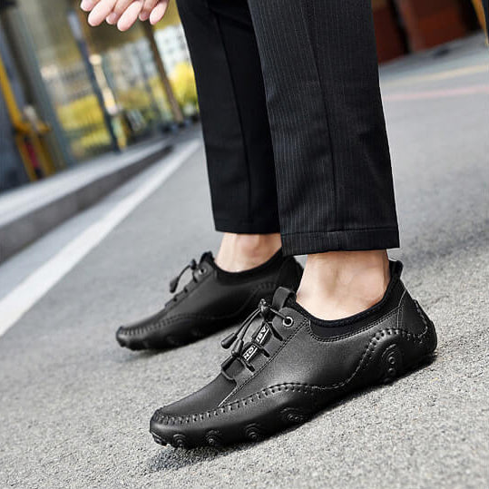 Kaegreel Homme Homme Cuir Casual Casual Chaussures de conduite À Lace-up Mocassins confortables Sneakers