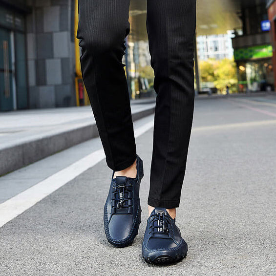 Kaegreel Homme Homme Cuir Casual Casual Chaussures de conduite À Lace-up Mocassins confortables Sneakers
