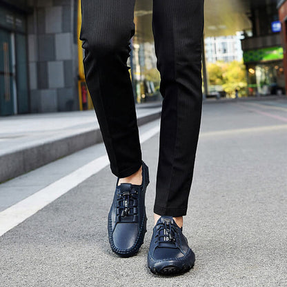 Kaegreel Homme Homme Cuir Casual Casual Chaussures de conduite À Lace-up Mocassins confortables Sneakers