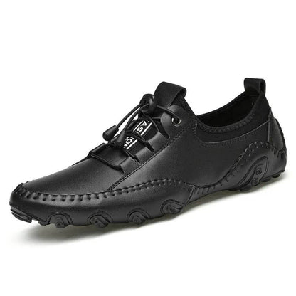 Kaegreel Herren Handgefertigte Leder Lässige Mode Fahren Schuhe Lace-Up Komfortable Müßiggänger Sneakers