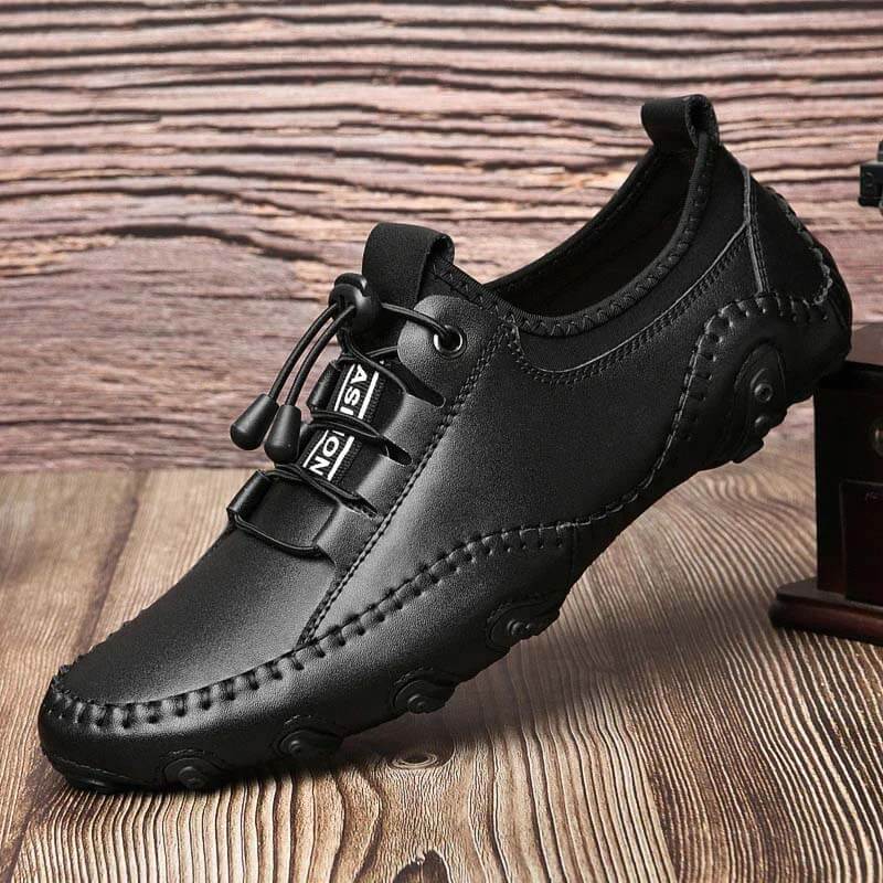 Kaegreel Herren Handgefertigte Leder Lässige Mode Fahren Schuhe Lace-Up Komfortable Müßiggänger Sneakers