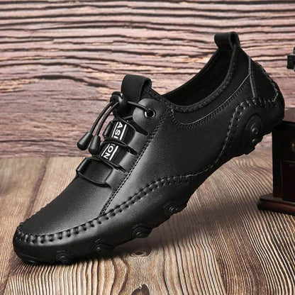 Kaegreel Herren Handgefertigte Leder Lässige Mode Fahren Schuhe Lace-Up Komfortable Müßiggänger Sneakers