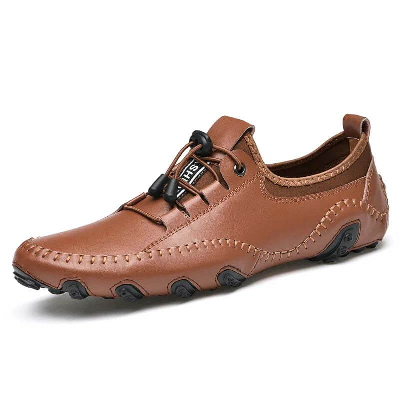 Kaegreel Herren Handgefertigte Leder Lässige Mode Fahren Schuhe Lace-Up Komfortable Müßiggänger Sneakers