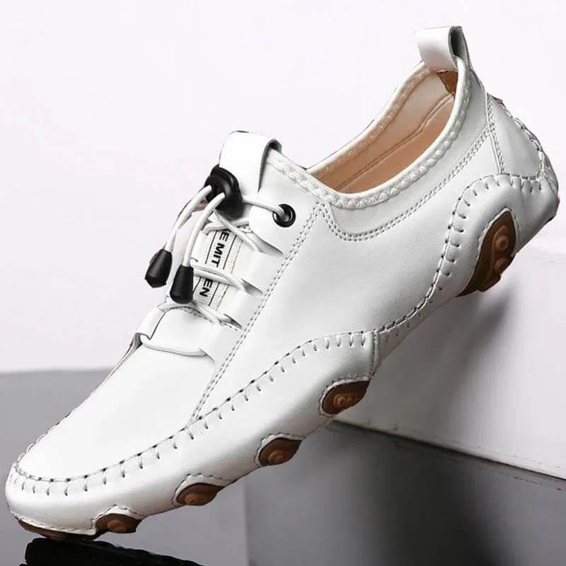 Kaegreel Herren Handgefertigte Leder Lässige Mode Fahren Schuhe Lace-Up Komfortable Müßiggänger Sneakers