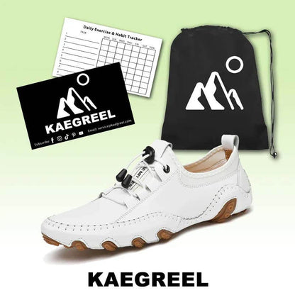 Kaegreel Herren Handgefertigte Leder Lässige Mode Fahren Schuhe Lace-Up Komfortable Müßiggänger Sneakers