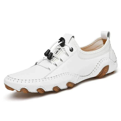 Kaegreel Herren Handgefertigte Leder Lässige Mode Fahren Schuhe Lace-Up Komfortable Müßiggänger Sneakers