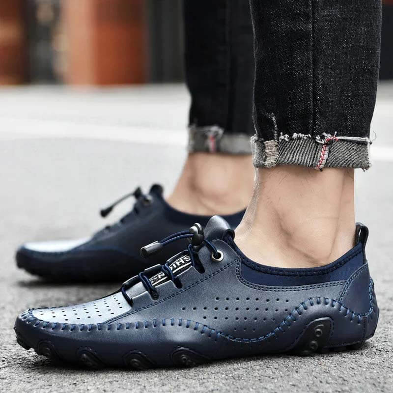 Kaegreel Cuir à la main Homme Respirant Respirant Casual Soled Sold Sold Sold Soupes Chaussures Sneakers