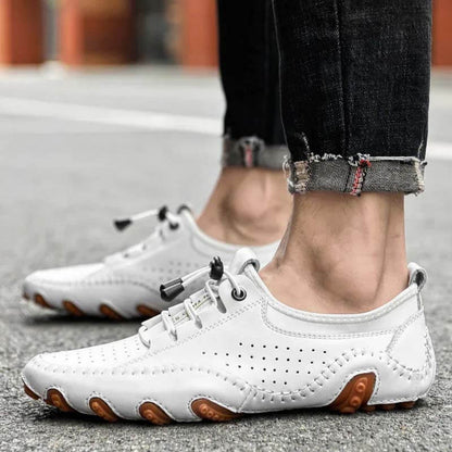 Kaegreel Cuir à la main Homme Respirant Respirant Casual Soled Sold Sold Sold Soupes Chaussures Sneakers