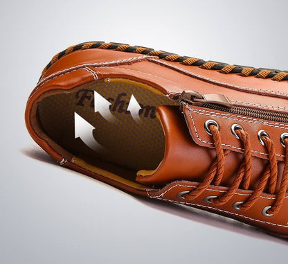 Mens men large men hand sewing side zipper casual leather shoes