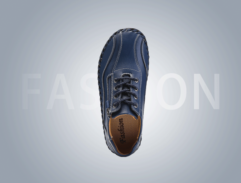 Mens men large men hand sewing side zipper casual leather shoes