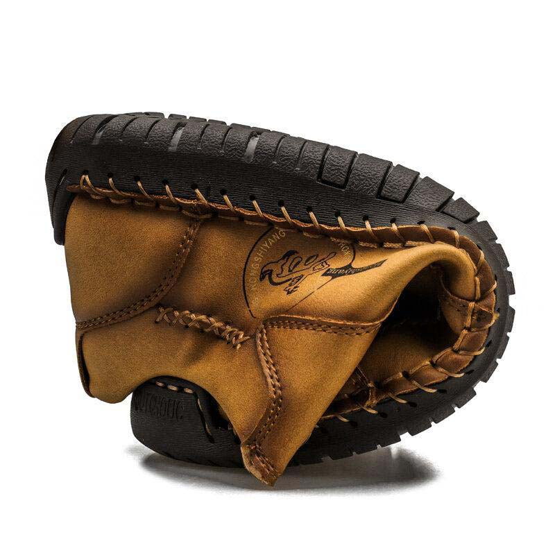 Zapatos de cuero de microfibra de cordones suaves de coser para hombres.