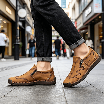 Kaegreel Men Microfiber Cuir Side-Zip Soft Sole Sole Coustilles Chaussures décontractées