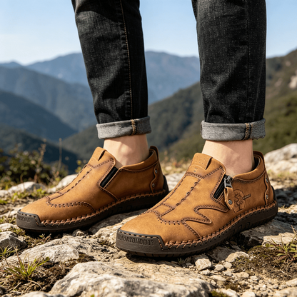 Kaegreel Men Microfiber Cuir Side-Zip Soft Sole Sole Coustilles Chaussures décontractées