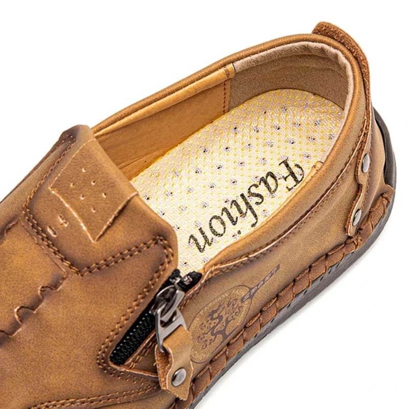 Kaegreel Men Microfiber Cuir Side-Zip Soft Sole Sole Coustilles Chaussures décontractées