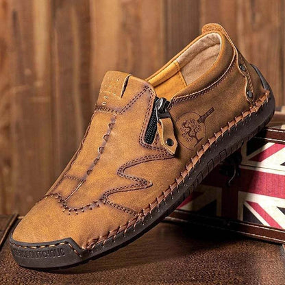 Kaegreel Men Microfiber Cuir Side-Zip Soft Sole Sole Coustilles Chaussures décontractées