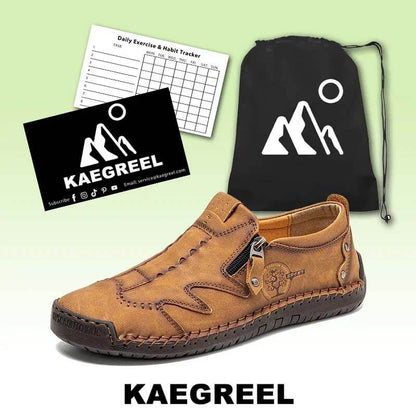 Kaegreel Men Microfiber Cuir Side-Zip Soft Sole Sole Coustilles Chaussures décontractées
