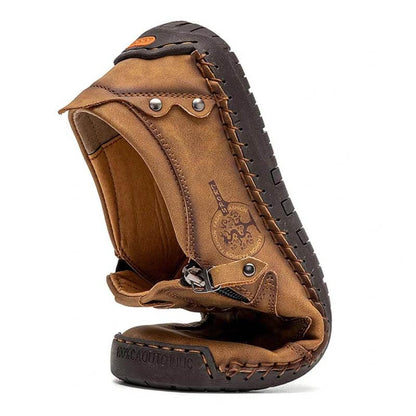 Kaegreel Men Microfiber Cuir Side-Zip Soft Sole Sole Coustilles Chaussures décontractées