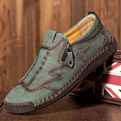 Kaegreel Men Microfiber Cuir Side-Zip Soft Sole Sole Coustilles Chaussures décontractées