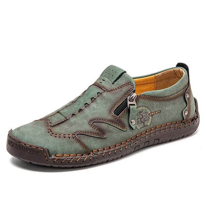 Kaegreel Men Microfiber Cuir Side-Zip Soft Sole Sole Coustilles Chaussures décontractées