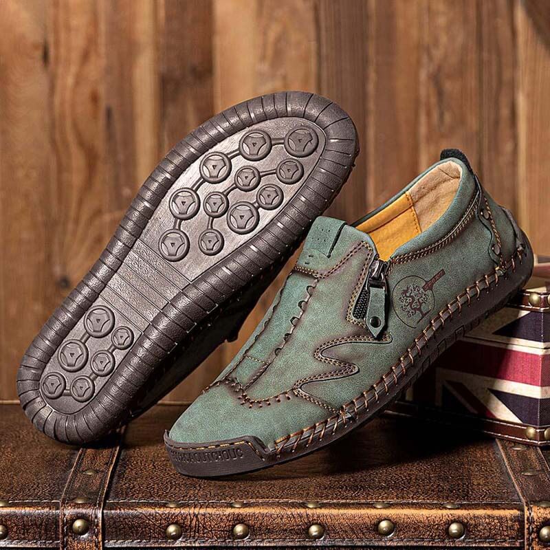 Kaegreel Men Microfiber Cuir Side-Zip Soft Sole Sole Coustilles Chaussures décontractées