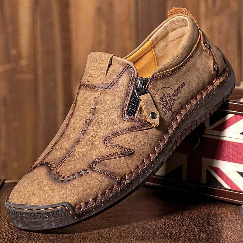 Kaegreel Men Microfiber Cuir Side-Zip Soft Sole Sole Coustilles Chaussures décontractées