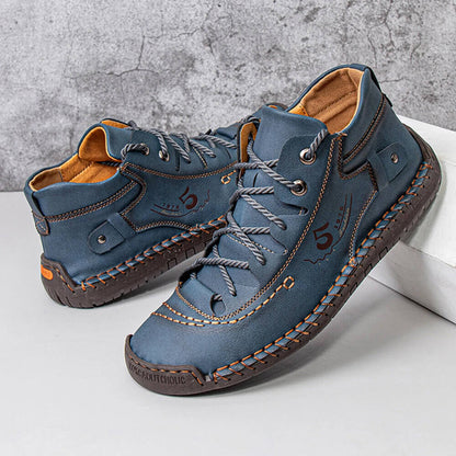 Kaegreel Men's Couture de la main Vintage en microfibre en microfibre Ensemble de lacets confortables Bottines molles