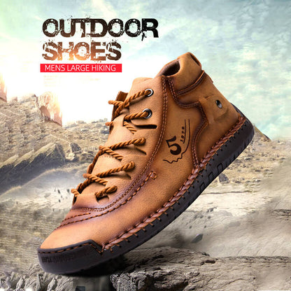 Kaegreel Men's Couture de la main Vintage en microfibre en microfibre Ensemble de lacets confortables Bottines molles
