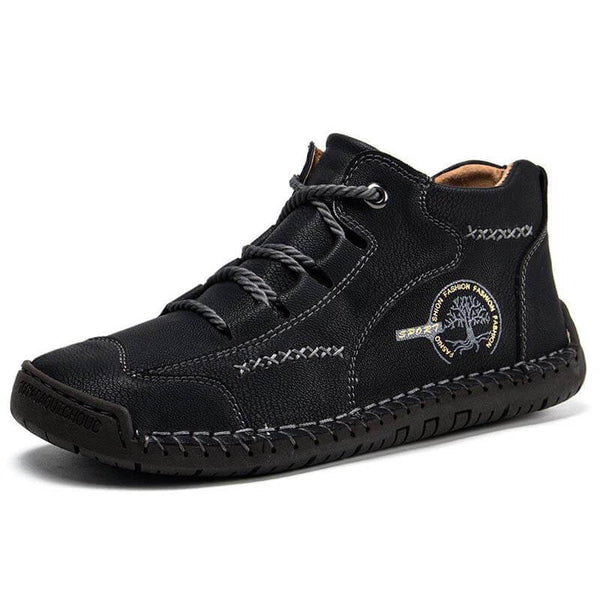 Kaegreel Men's Vintage Hand Stitching Comfort Soft Leather Boots