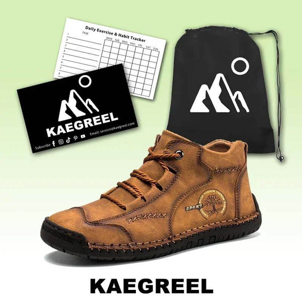 Kaegreel Men's Vintage Hand Stitching Comfort Soft Leather Boots