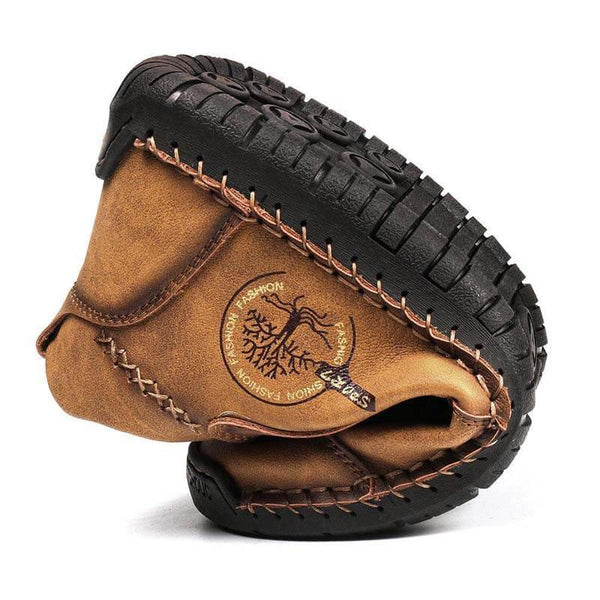 Kaegreel Men's Vintage Hand Stitching Comfort Soft Leather Boots