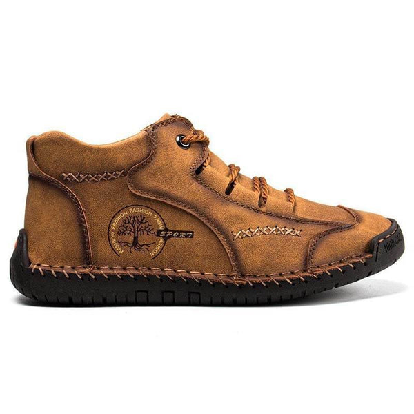 Kaegreel Men's Vintage Hand Stitching Comfort Soft Leather Boots