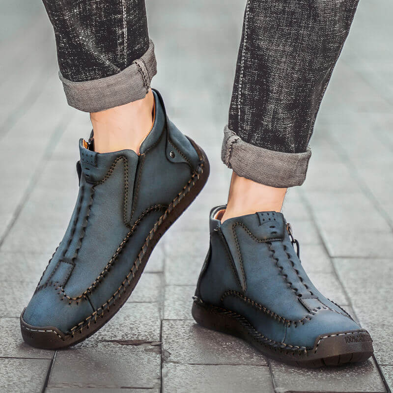 Kaegreel masculin élégant fermeture fermeture à glissière en microfibre en microfibre chaussures de cheville décontractée