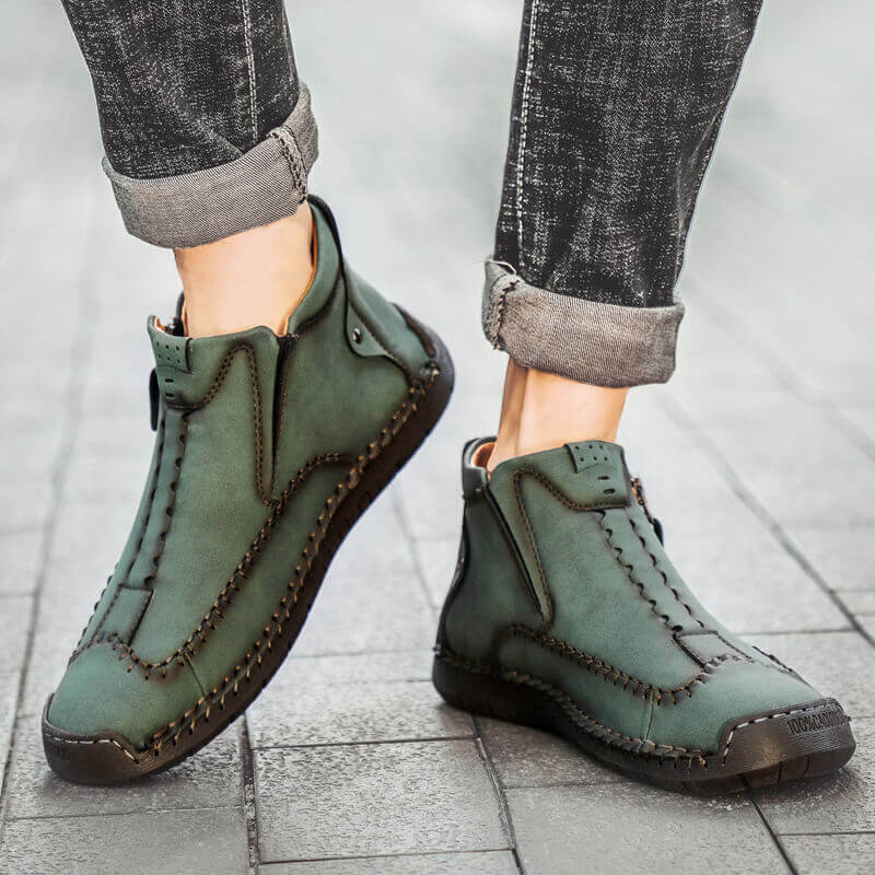 Kaegreel masculin élégant fermeture fermeture à glissière en microfibre en microfibre chaussures de cheville décontractée
