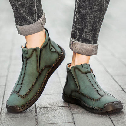 Kaegreel masculin élégant fermeture fermeture à glissière en microfibre en microfibre chaussures de cheville décontractée