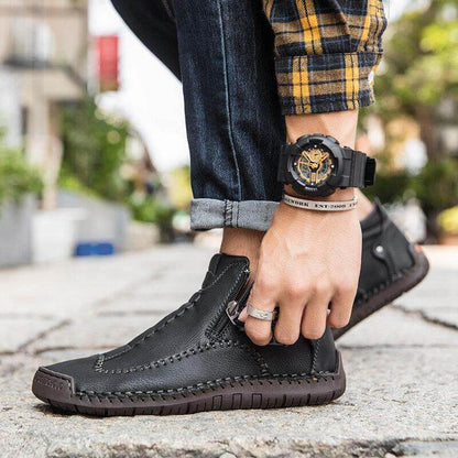 Stivaletti per caviglia in pelle casual in pelle con cerniera in pelle microfibra