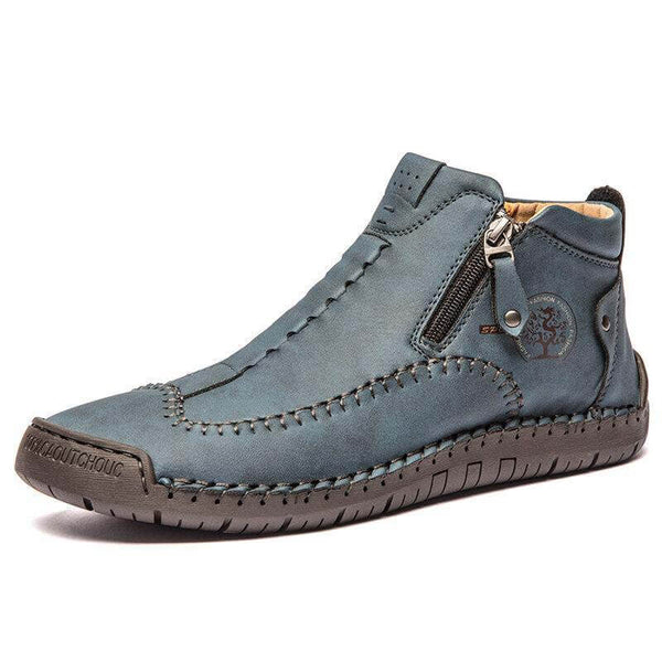 Stivaletti per caviglia in pelle casual in pelle con cerniera in pelle microfibra