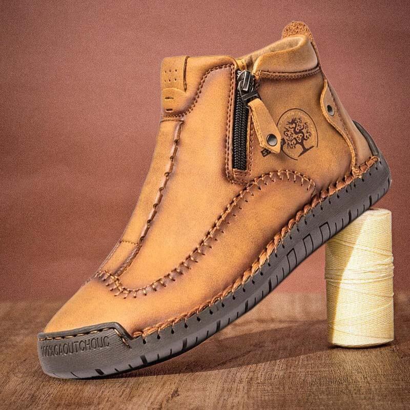 Stivaletti per caviglia in pelle casual in pelle con cerniera in pelle microfibra