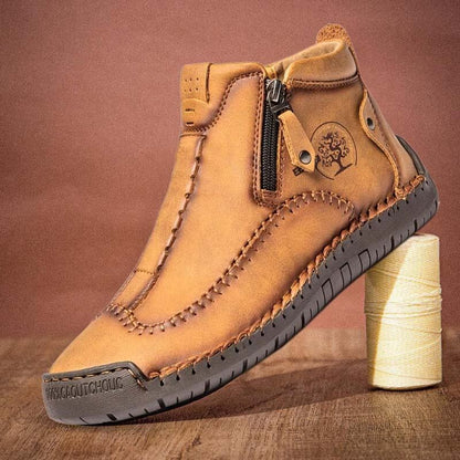 Stivaletti per caviglia in pelle casual in pelle con cerniera in pelle microfibra