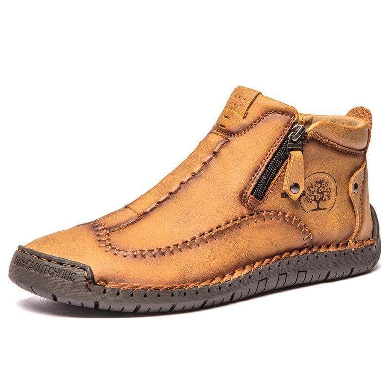Stivaletti per caviglia in pelle casual in pelle con cerniera in pelle microfibra