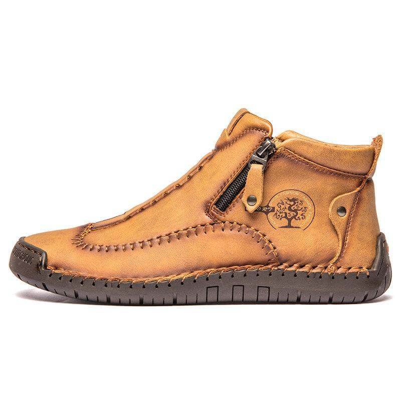 Stivaletti per caviglia in pelle casual in pelle con cerniera in pelle microfibra